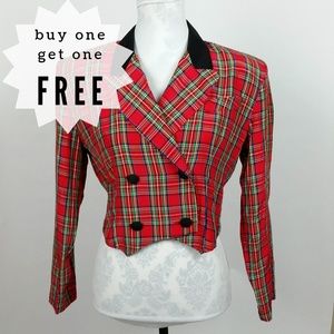 BOGO 80s Women Rampage Big Shoulder Plaid Jacket 8